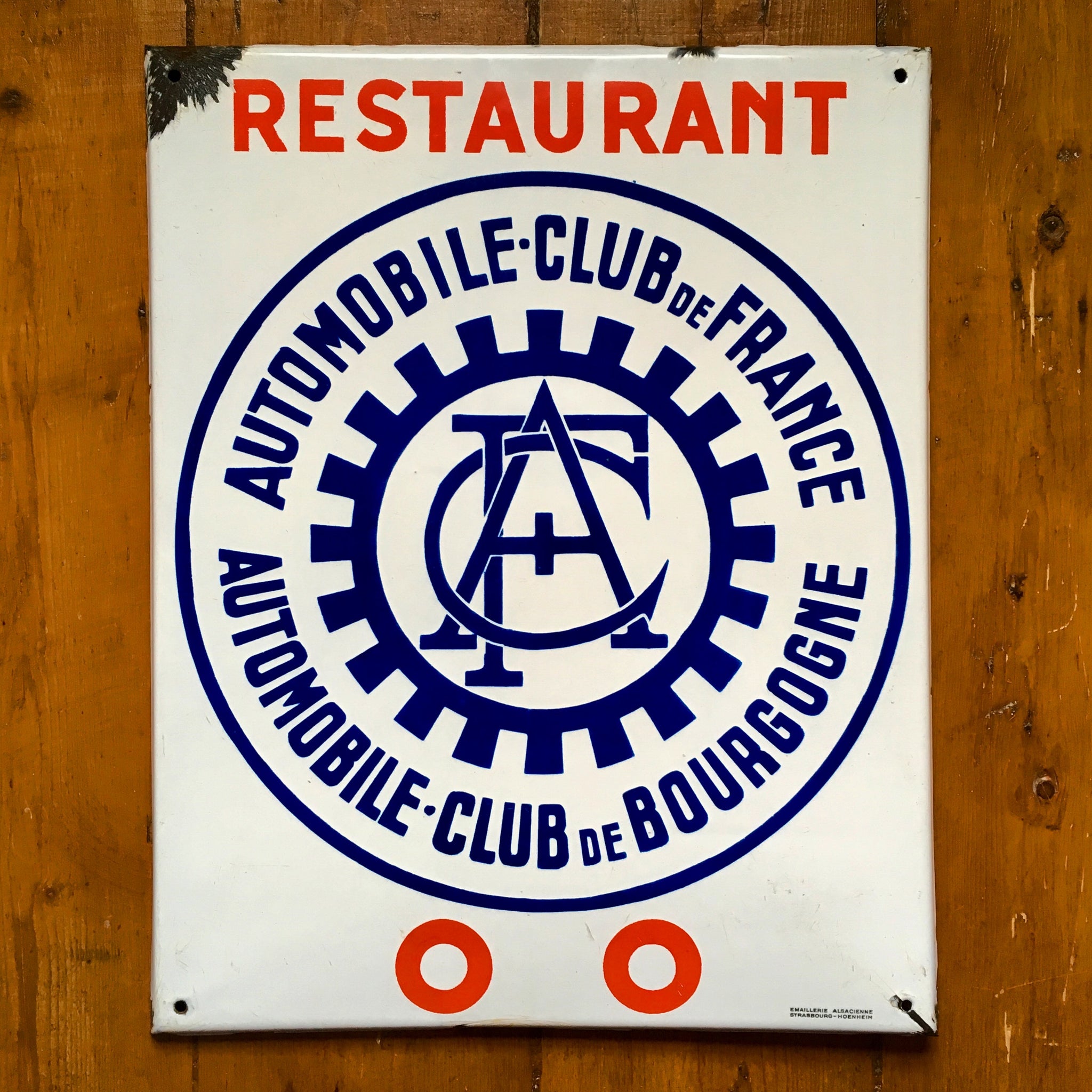 ACF Automobile Club de France Restaurant Enamel Sign