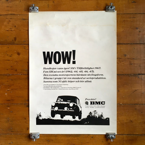 1968 BMC Mini Cooper Swedish Poster