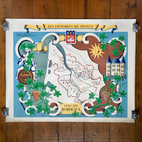 Vins de Bordeaux 'Les Vignobles de France' Remy Hetreau Poster 1954